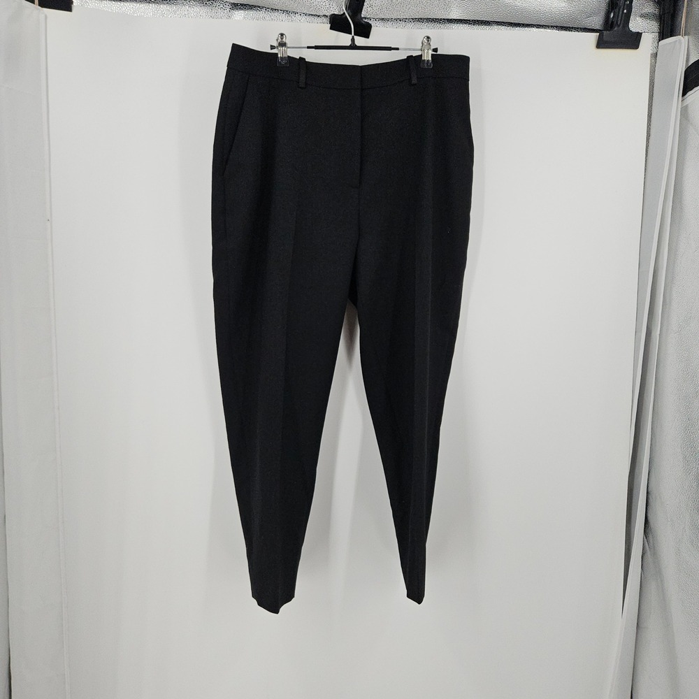 The Fold Wool Blend Pants Black Stretch Career Tapered Office Trousers Size 14